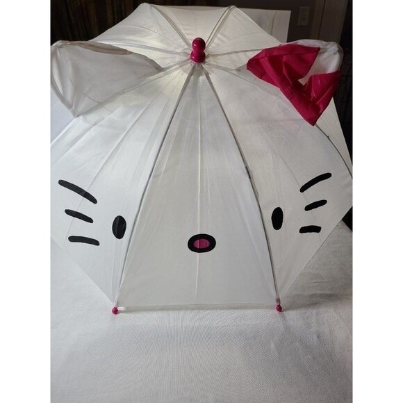 Hello Kitty White Umbrella with Character Handle & Bow Face Design Sanrio - Picture 1 of 3